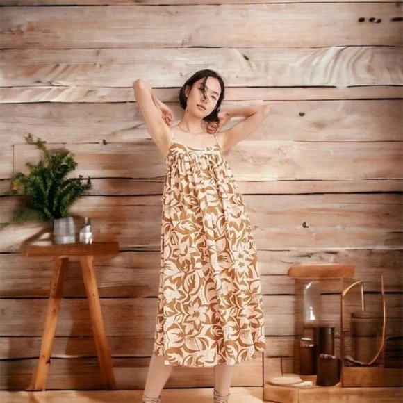 NEW Madewell Linen-Blend Cami Midi Dress in Tropicale Floral NWT M Flowy Pockets - Picture 1 of 13